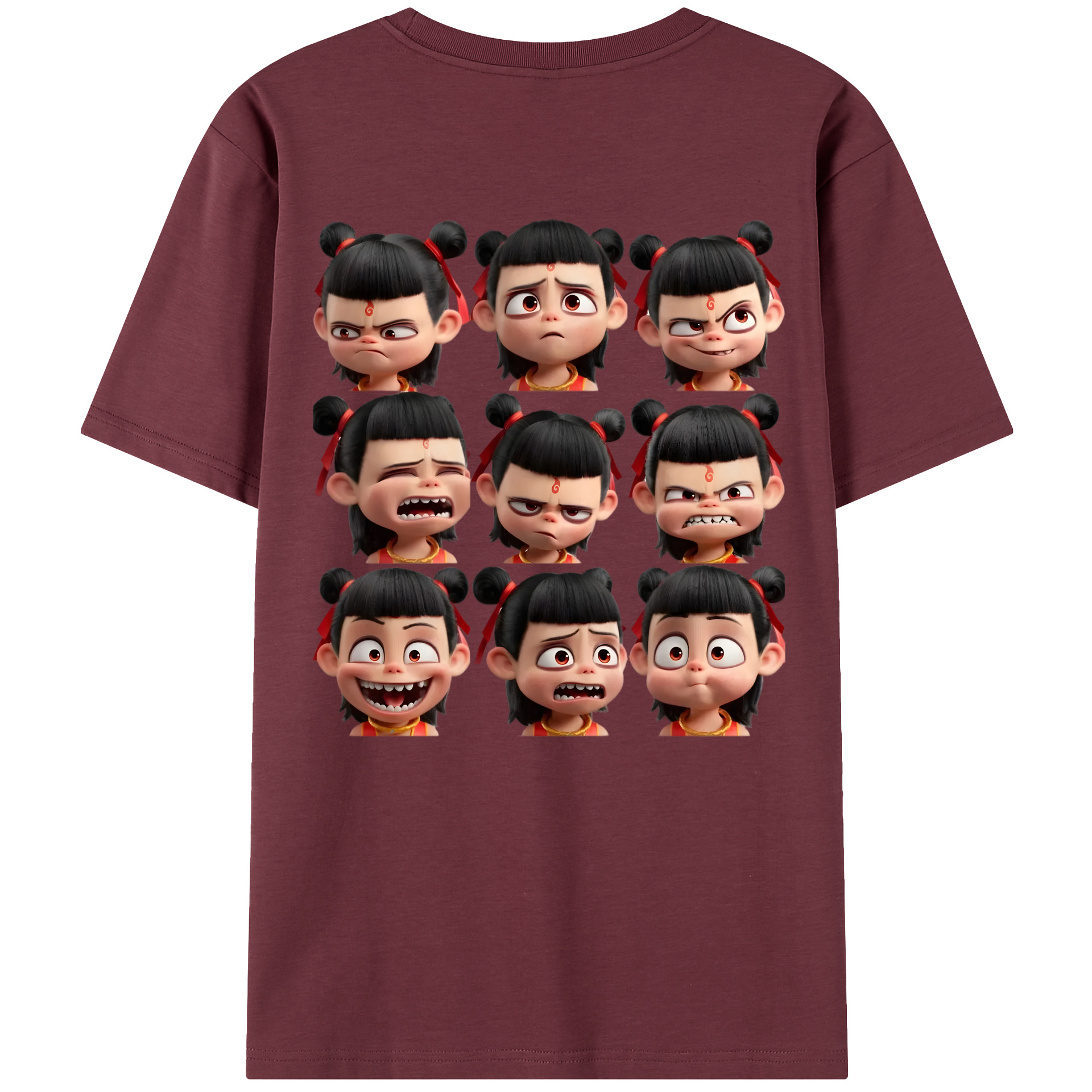 （画像用） Ne Zha 2 ナタ 魔童の大暴れ 綿100％半袖Tシャツ（背面プリント）